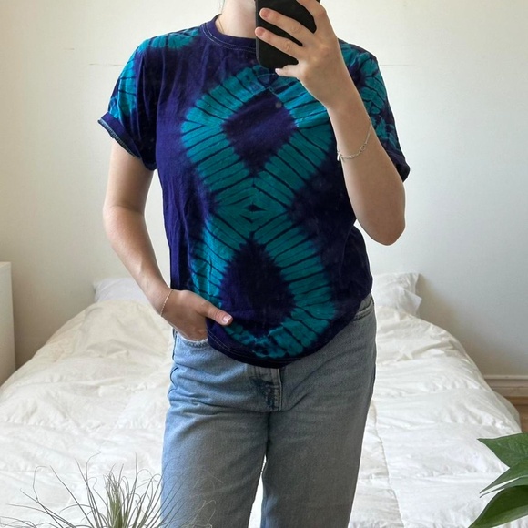 Blue and purple figure eight tie-dye tee - Picture 2 of 7